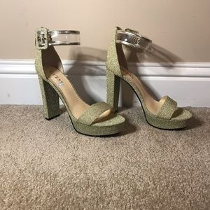 Gold sparkly heels from Guess